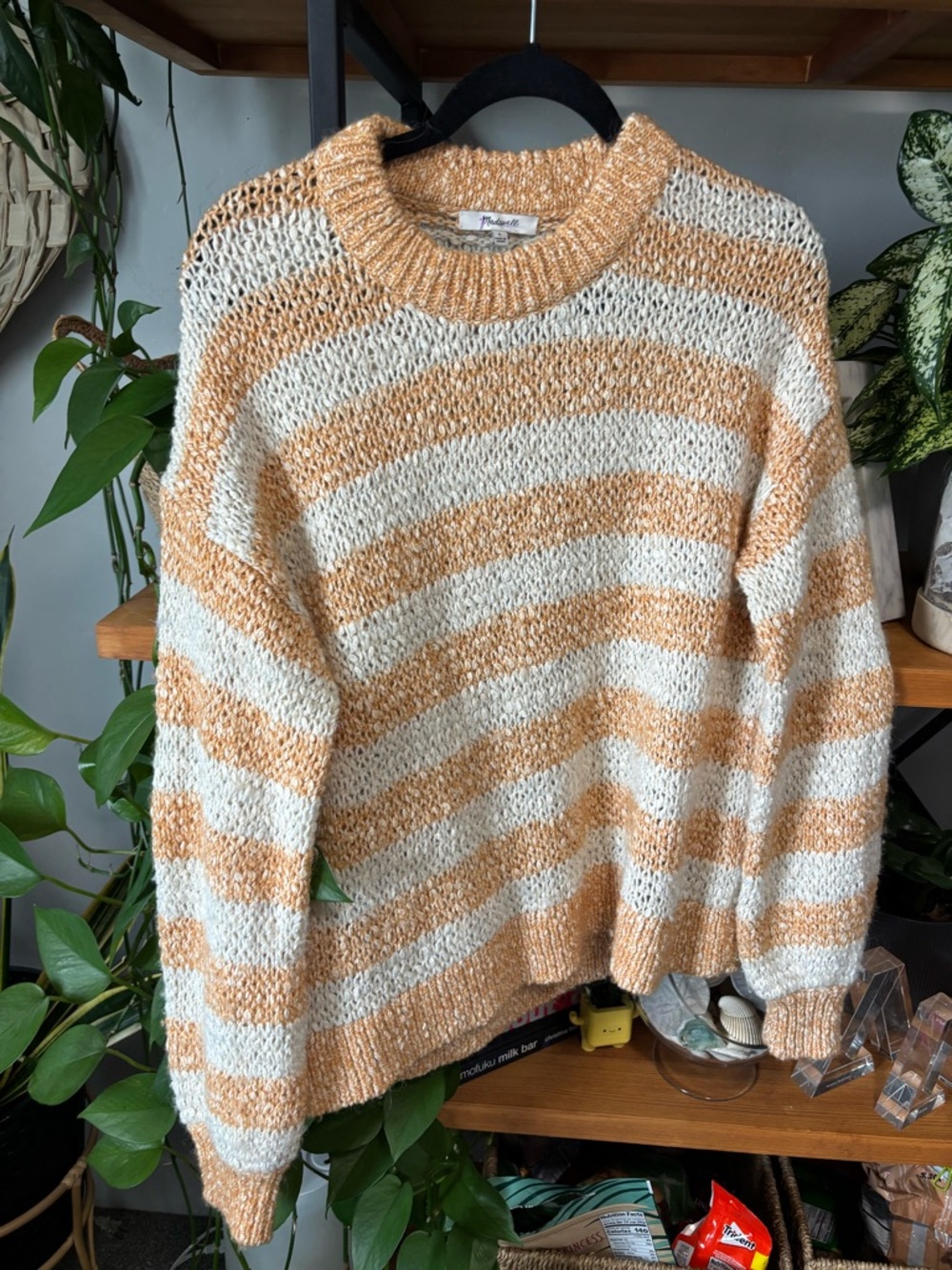 Madewell Baez Pullover Sweater in Caramel Strip | Small - Picture 3 of 6